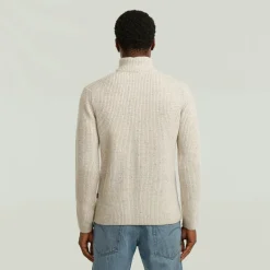 Double collar half zip knit whitebait