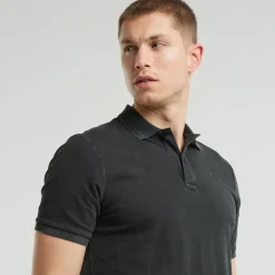 Dunda overdyed slim polo ss dk black gd