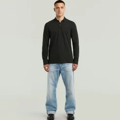 Dunda slim polo ls dk black