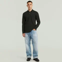Dunda slim polo ls dk black