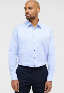 Dynamic Cotton Dobbydesign Langarm hellblau