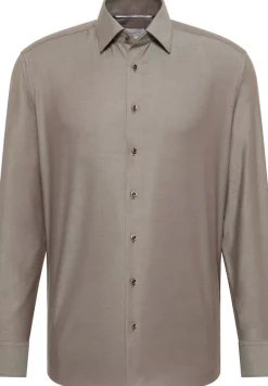 Dynamic Cotton Dobbydesign Langarm dunkelbraun