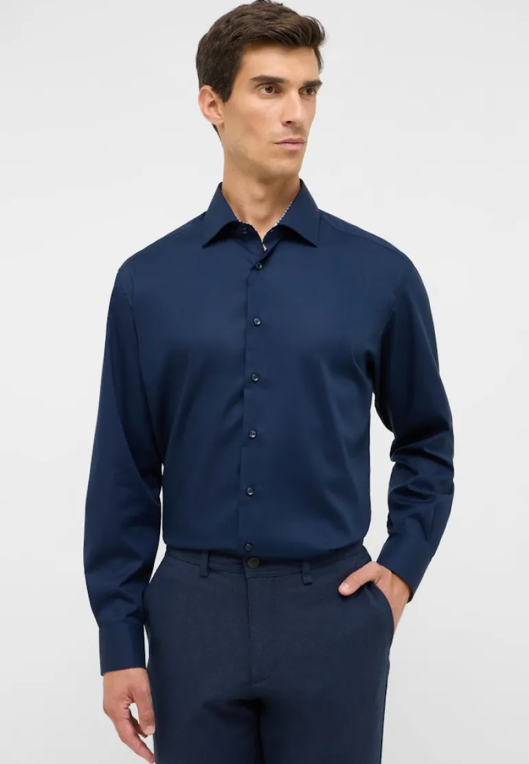 Dynamic Cotton Popeline Langarm navy