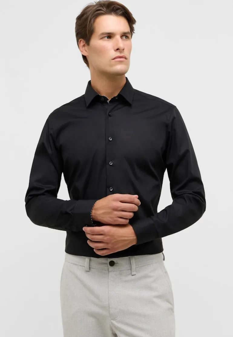 Dynamic Cotton Popeline Langarm schwarz