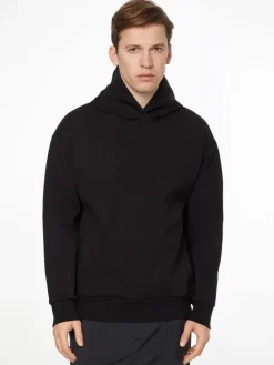 EMBOSSED RIB COMFORT HOODIE ck black