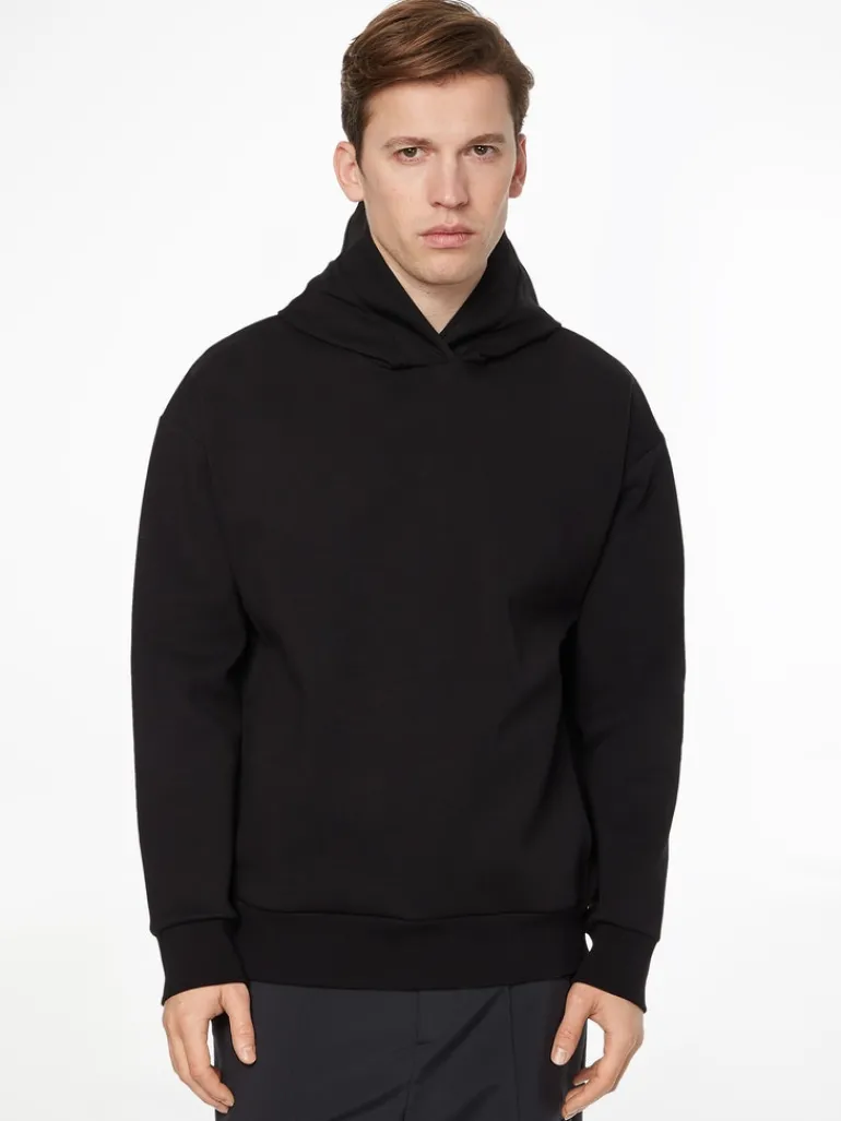 EMBOSSED RIB COMFORT HOODIE ck black