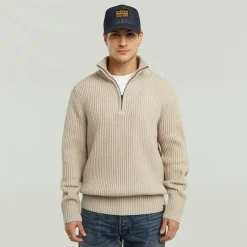 Essential half zip knit dk brick
