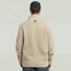 Essential half zip knit dk brick