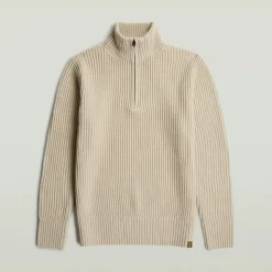 Essential half zip knit dk brick