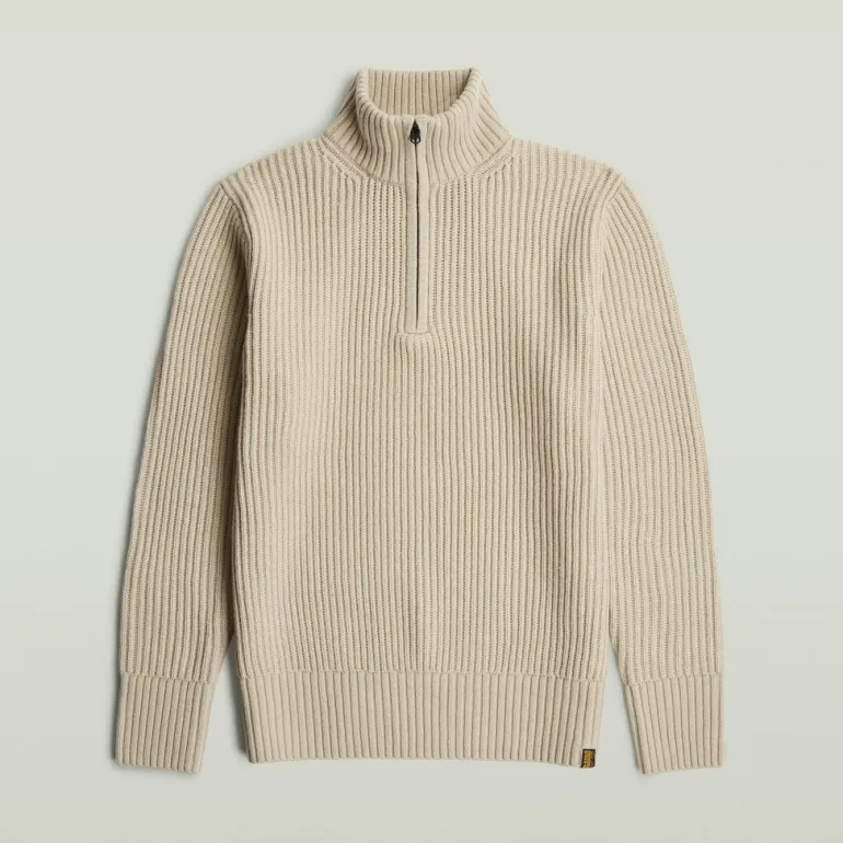 Essential half zip knit dk brick