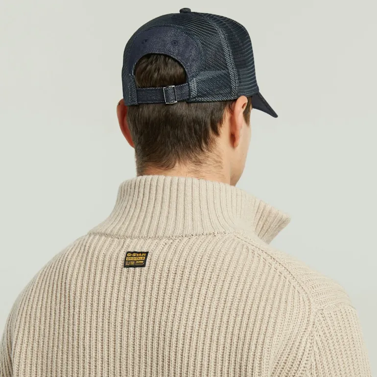 Essential half zip knit dk brick