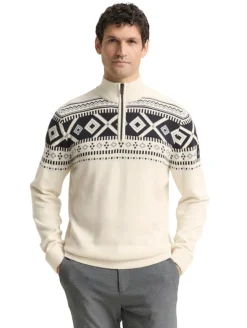 Fair-Isle Troyer Strickpullover offwhite fair isle design