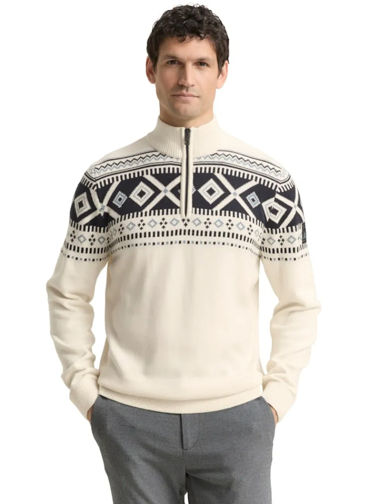 Fair-Isle Troyer Strickpullover offwhite fair isle design