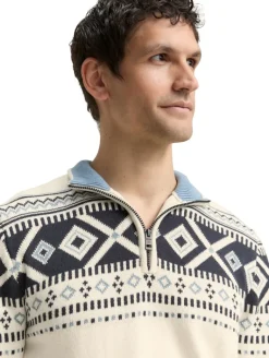 Fair-Isle Troyer Strickpullover offwhite fair isle design