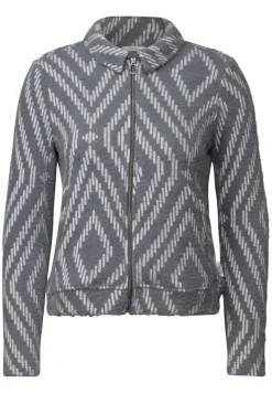 Federgarn-Cardigan mit Print platinum grey mel.