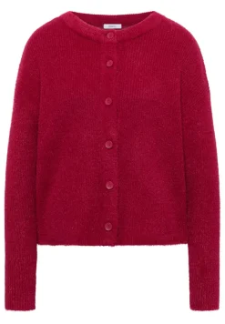 Federgarn Ripp-Strickjacke beaujolais red