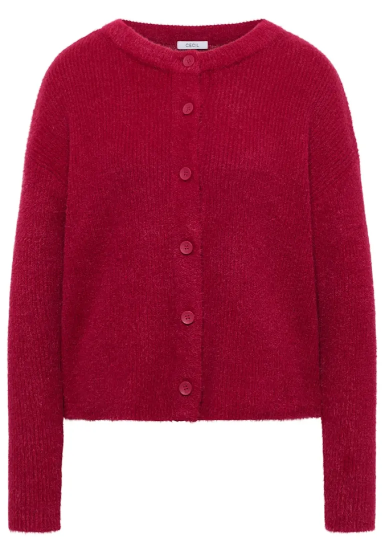 Federgarn Ripp-Strickjacke beaujolais red