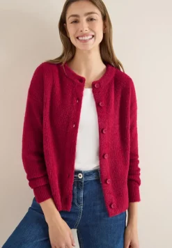 Federgarn Ripp-Strickjacke beaujolais red