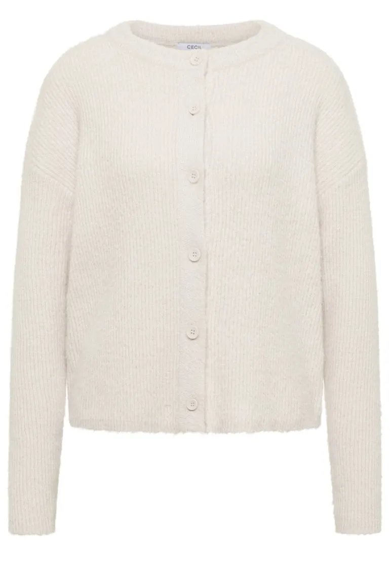 Federgarn Ripp-Strickjacke light greige