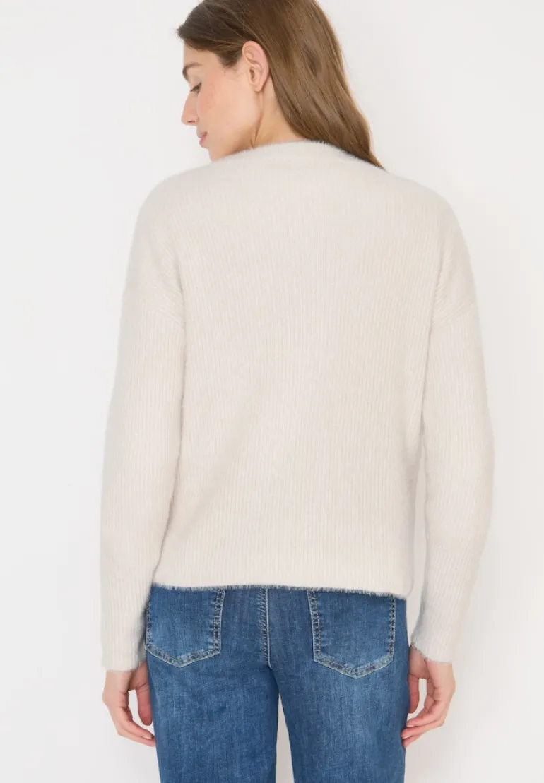 Federgarn Ripp-Strickjacke light greige