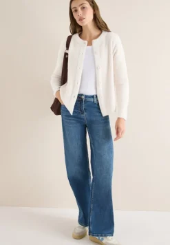 Federgarn Ripp-Strickjacke light greige