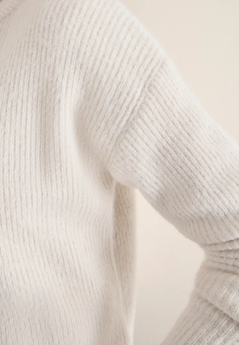 Federgarn Ripp-Strickjacke light greige