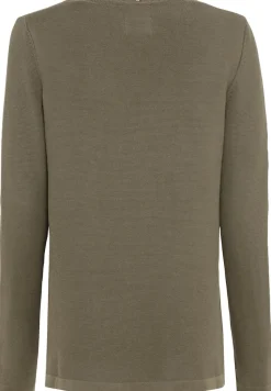 Feinstrickpullover mit V-Ausschnitt olive