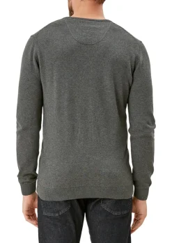 Feinstrickpullover mit V-Ausschnitt grau