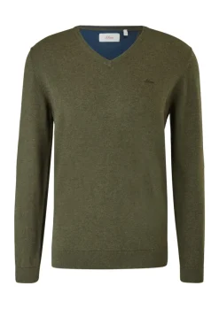 Feinstrickpullover mit V-Ausschnitt grün2