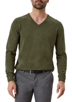 Feinstrickpullover mit V-Ausschnitt grün2