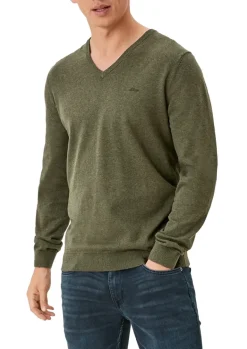Feinstrickpullover mit V-Ausschnitt grün2
