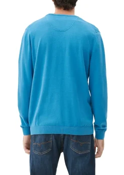 Feinstrickpullover mit V-Ausschnitt blau4
