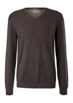 Feinstrickpullover mit V-Ausschnitt braun2
