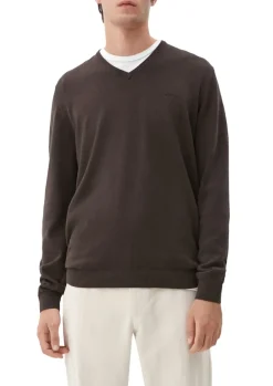 Feinstrickpullover mit V-Ausschnitt braun2