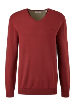 Feinstrickpullover mit V-Ausschnitt rot