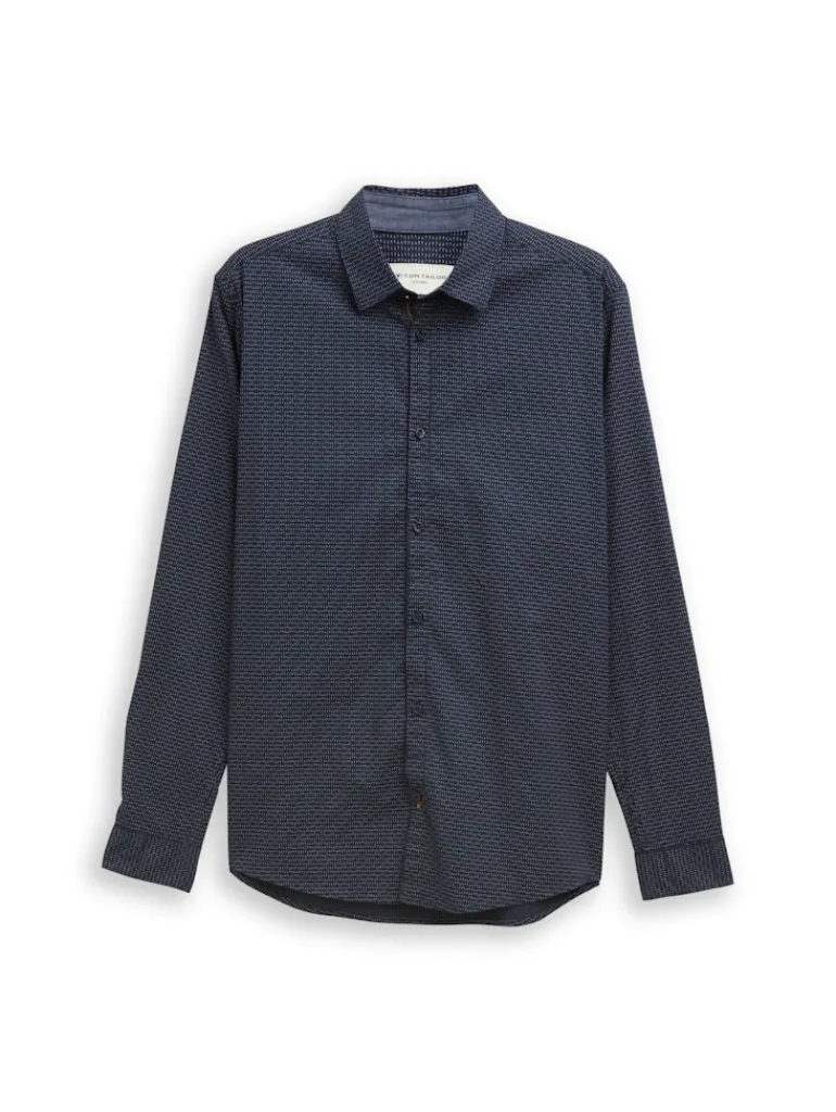 Fitted Hemd mit Muster navy mini spike design