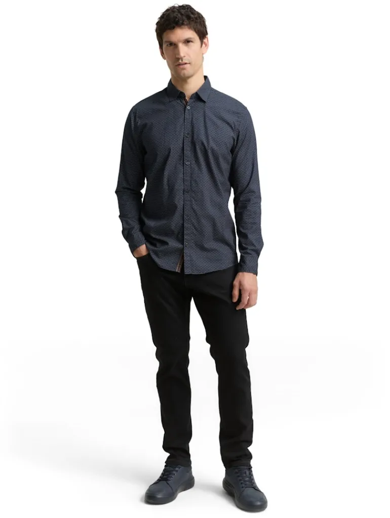 Fitted Hemd mit Muster navy mini spike design