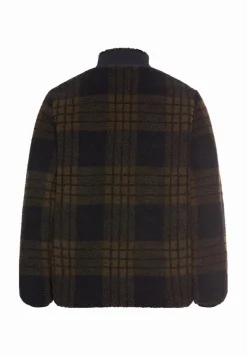Fleecejacke mit verstellbarem Kordelzug und Kontrasttasche dark brown