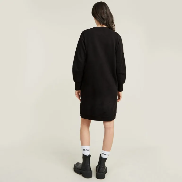Flock print sw dress wmn dk black