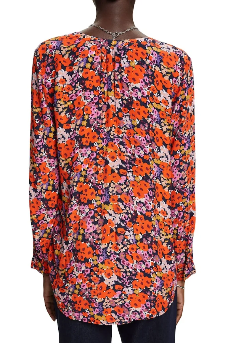 Florale Bluse mit V-Ausschnitt new navy