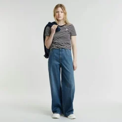 Front seam stripe r t wmn osaka blue-lt chalk stripe