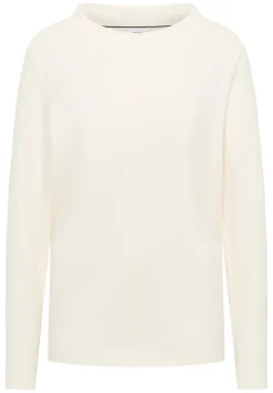Funnelneck Shirt in Unifarbe creamy white