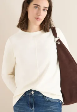 Funnelneck Shirt in Unifarbe creamy white