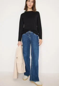 Funnelneck Shirt in Unifarbe black