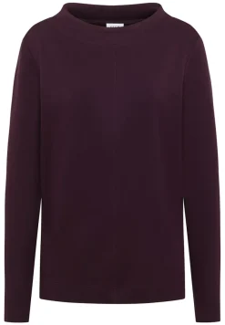 Funnelneck Shirt in Unifarbe eggplant red