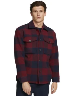 Gefütterte Hemdjacke mit Brusttaschen burgundy navy big vichy check