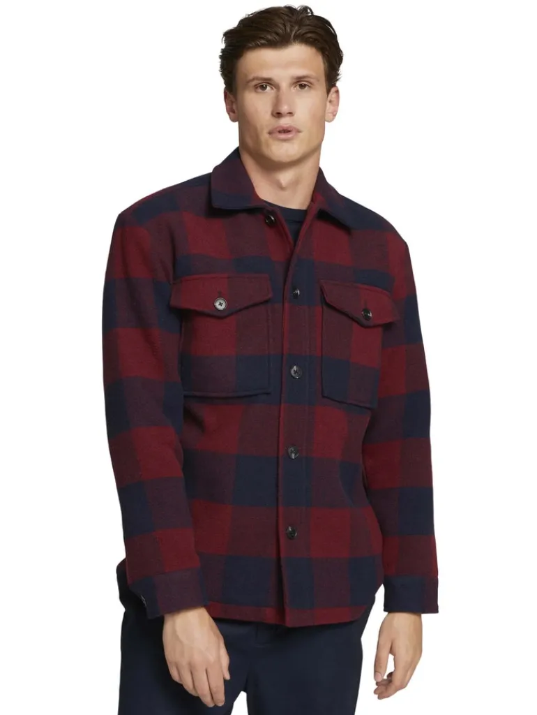 Gefütterte Hemdjacke mit Brusttaschen burgundy navy big vichy check