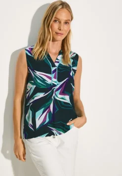 Gemusterte Bluse fir green