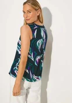Gemusterte Bluse fir green