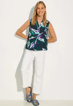 Gemusterte Bluse fir green
